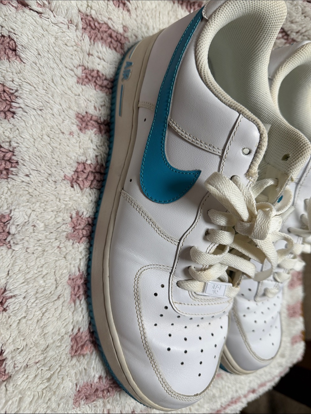 White Sneakers with Teal Accent - Men's Casual Trainers